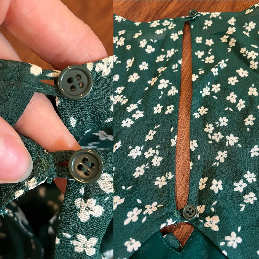 REFORMATION Joy Dress Annette Print Green White Ditsy Floral Open Back Women's 0 - Picture 16 of 16
